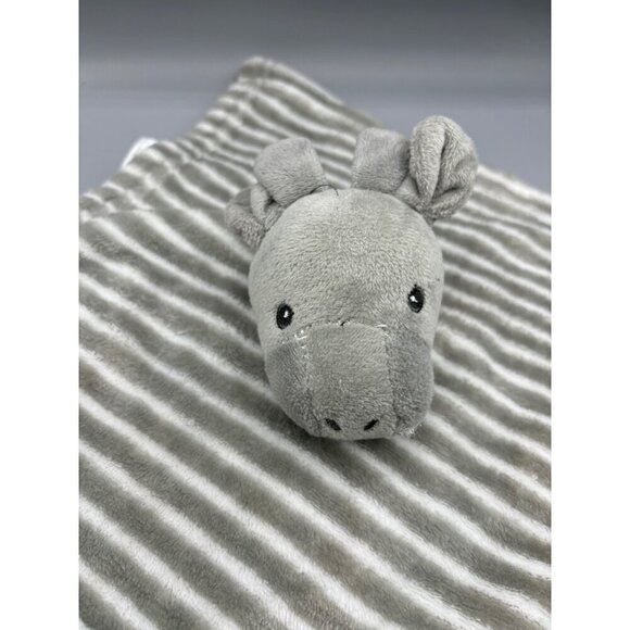 Lila & Jack Plush Hippo Giraffe Baby Security Blanket Lovey Gray Stripe - Picture 2 of 5